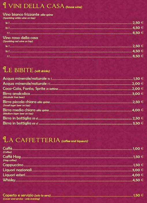 Menu di Bella Colomba 2 