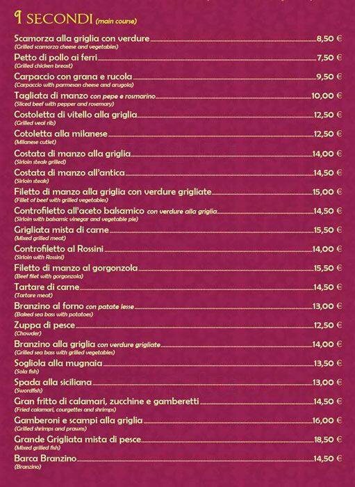 Menu di Bella Colomba 2 
