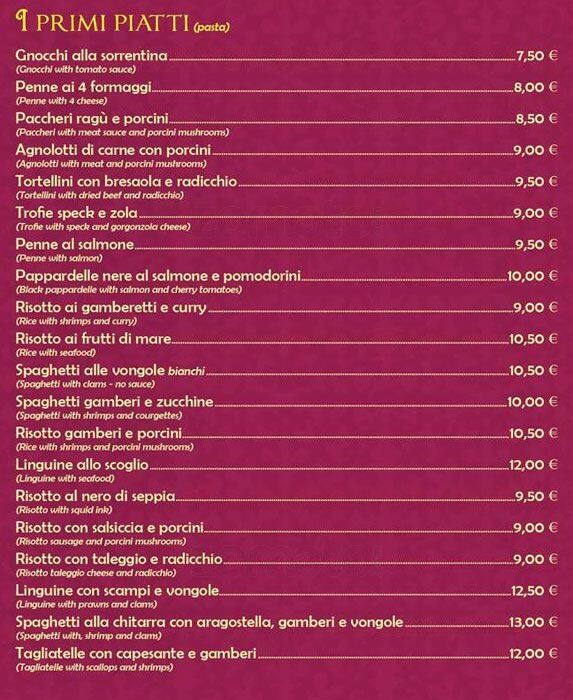 Menu di Bella Colomba 2 