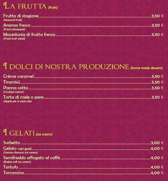 Menu di Bella Colomba 2 
