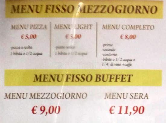Menu di Alba Dorata 