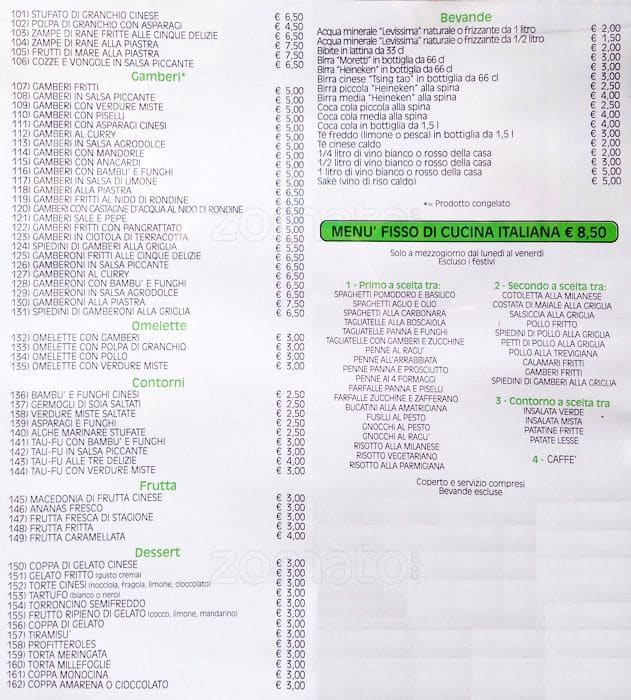 Menu di Alba Dorata 