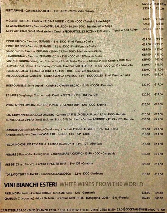 Menu at Piccadilly pub &amp; bar, Rome, Via Appia Nuova