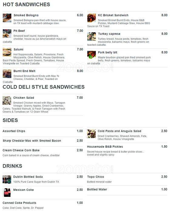 Dignowity Meats Menu, Menu for Dignowity Meats, East Side, San Antonio