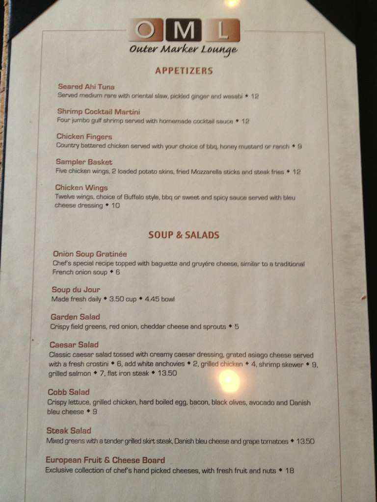 The Landing Menu, Menu for The Landing, South/Southwest, Indianapolis