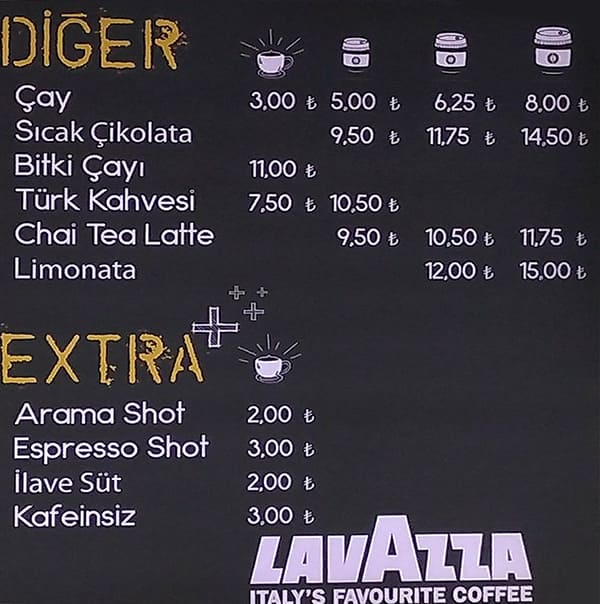 Menu at Best Coffee Shop Lavazza, Istanbul, Emniyetevleri
