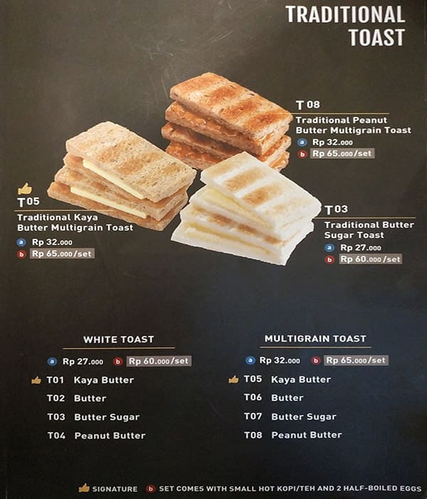 Menu Toast Rekomendasi Menu at Toast Box restaurant, West Jakarta, RP6M+P9H