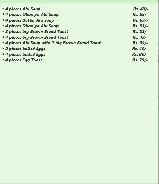 Menu of Madhyamgram Soup Corner, Barasat, Kolkata
