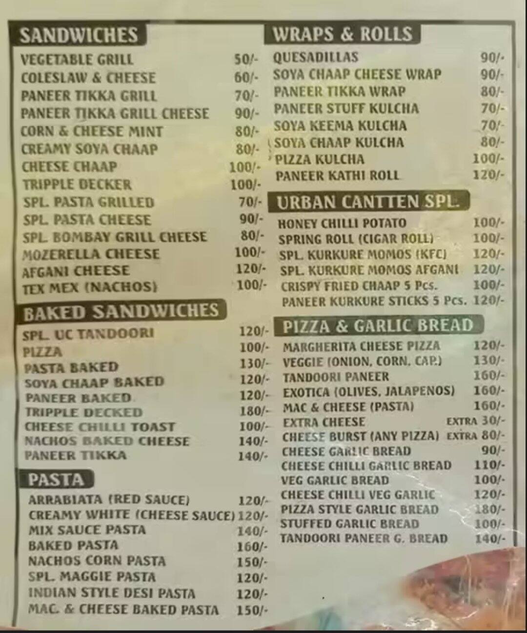 Menu of London Pizza, Sector 23, Gurgaon