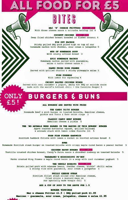 Candy menu