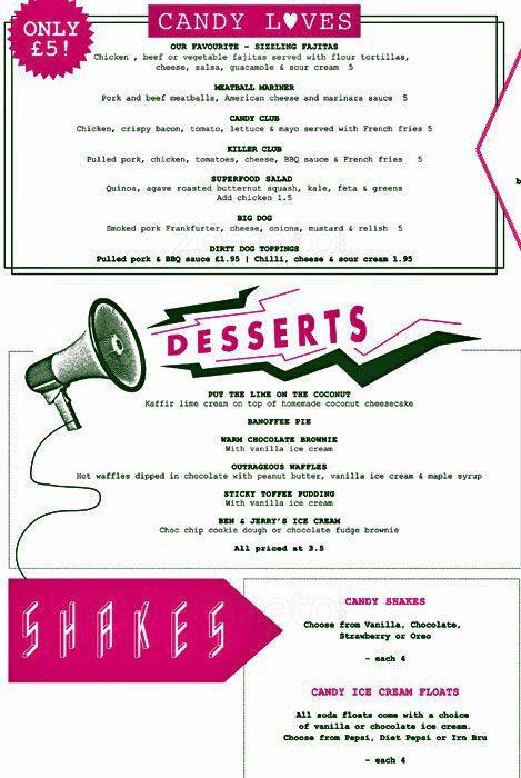 Candy menu
