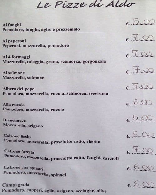 Menu di A Piedigrotta 