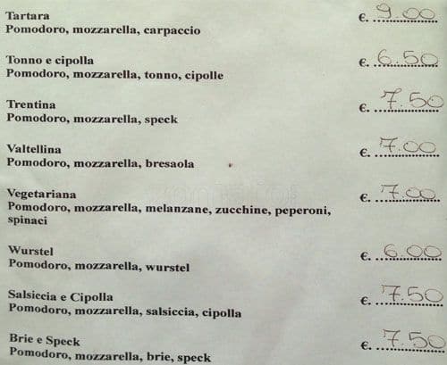 Menu di A Piedigrotta 