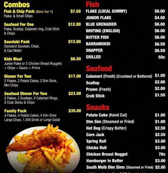 Eltham Woods Fish and Chips Menu Urbanspoon/Zomato