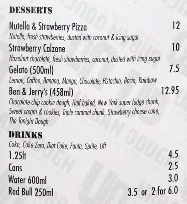 Menu at Urban Dough Pizza Bar Essendon, Aberfeldie