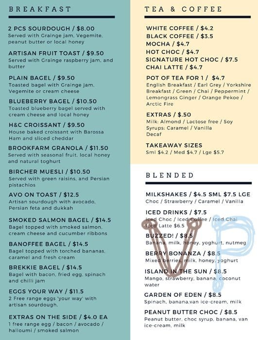 Menu at Vanilla Pod Cafe, Ascot