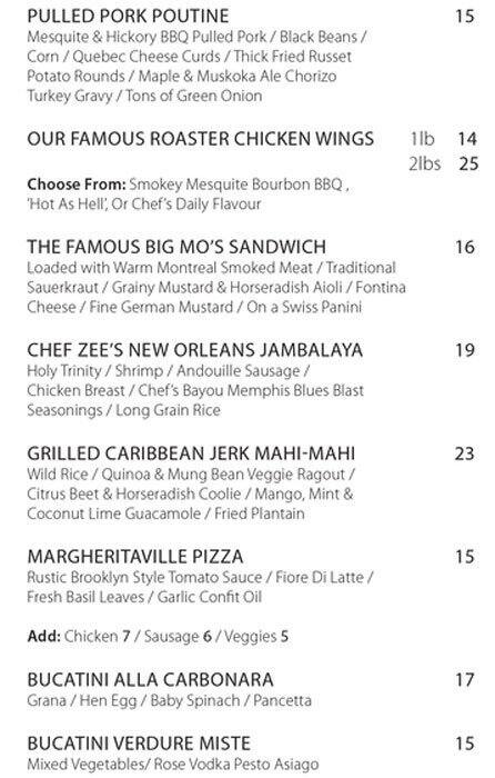 Table 34 Menu Menu at Table 34 Resto Bar, Burlington, Lakeshore Road East