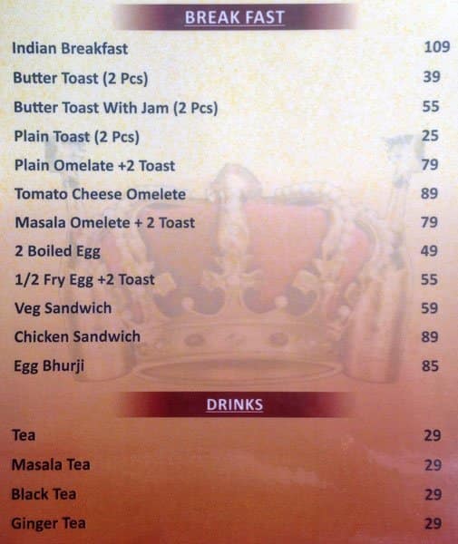 King Bar & Restaurant Menu Zomato