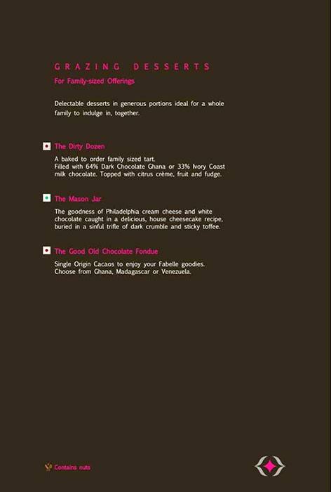 Fabelle - The Chocolate Boutique menu
