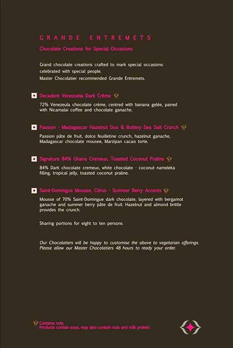 Fabelle - The Chocolate Boutique menu
