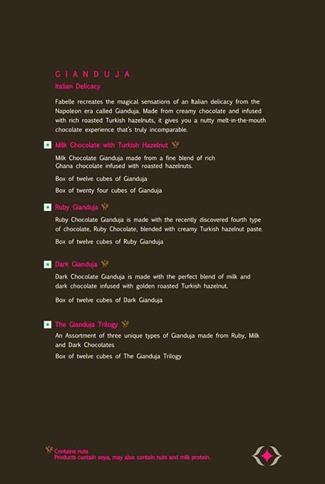 Fabelle - The Chocolate Boutique menu