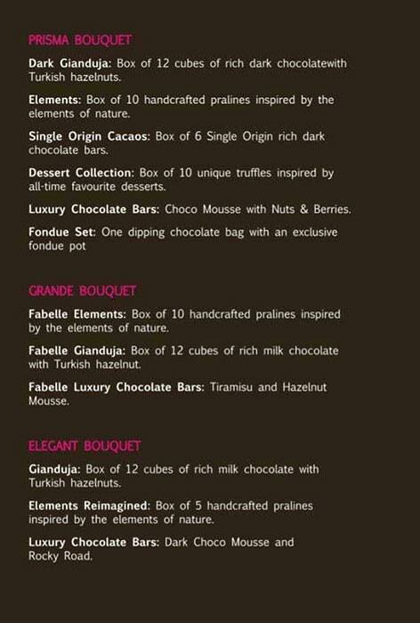 Fabelle - The Chocolate Boutique menu
