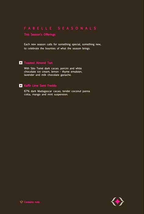 Fabelle - The Chocolate Boutique menu