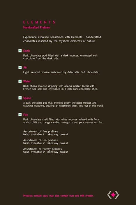 Fabelle - The Chocolate Boutique menu