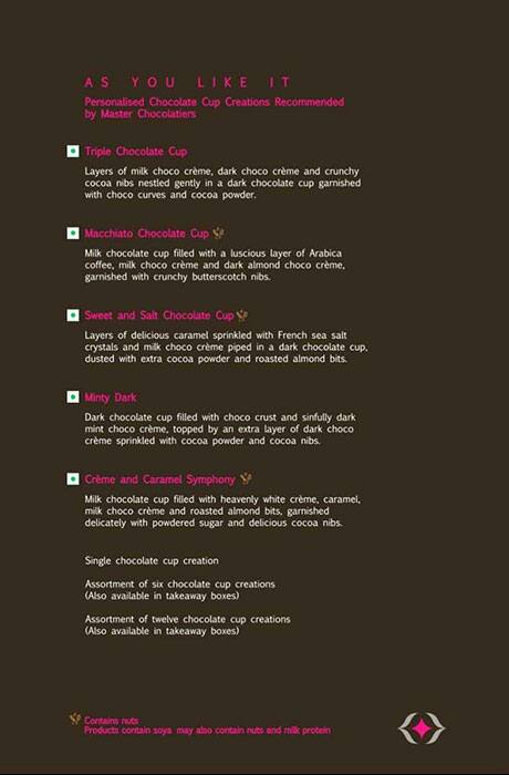 Fabelle - The Chocolate Boutique menu