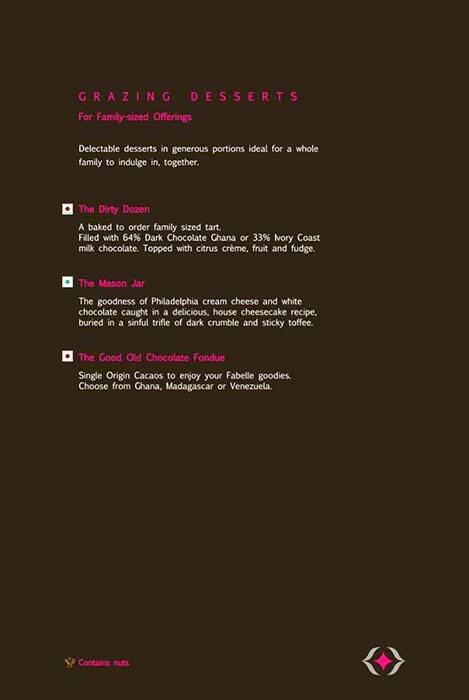Fabelle - The Chocolate Boutique menu