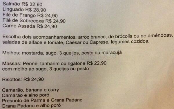 Vin Express cardápio