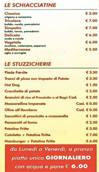 Menu di Altro Che Pizza 