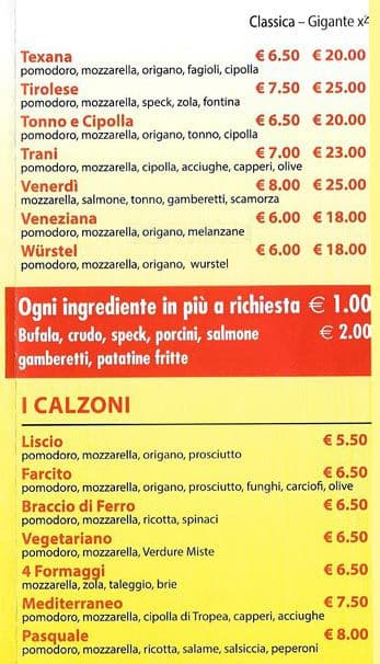 Menu di Altro Che Pizza 