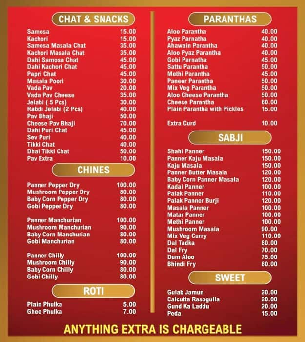 Menu of Samosa King, BTM, Bangalore