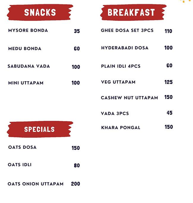 Southern Delight menu