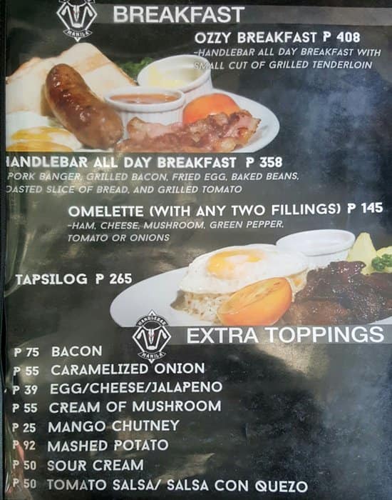 Handlebar Menu, Menu for Handlebar, BelAir, Makati City Zomato