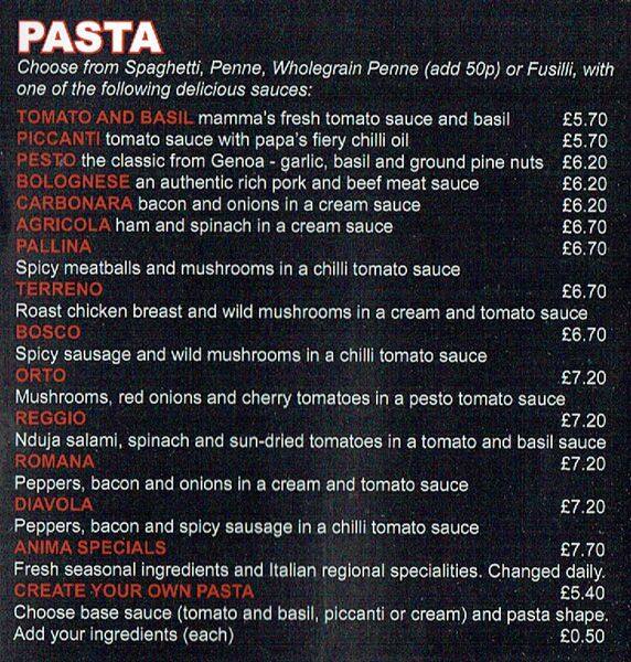 Anima menu