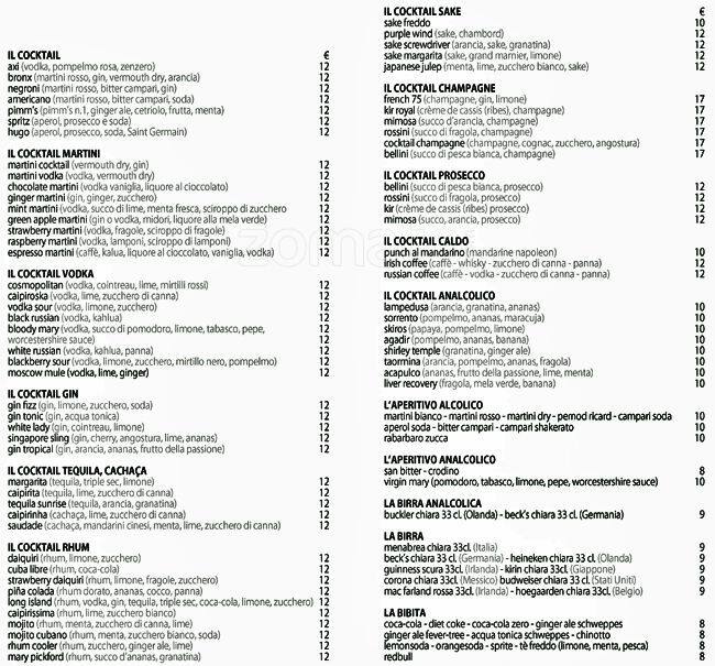 Menu di Fabbrica Pizzeria con Cucina 
