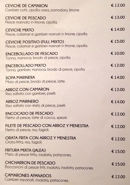 Menu di Mascalzone Latino 