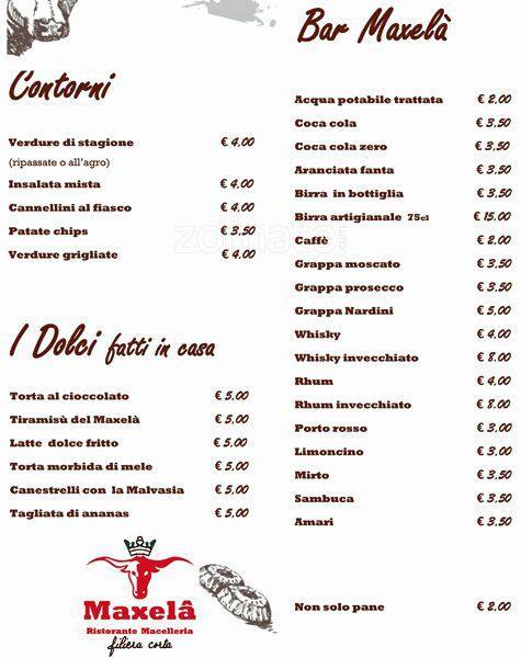 Menu di Ristorante Maxela 