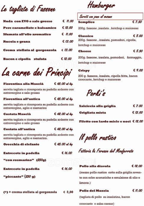 Menu di Ristorante Maxela 