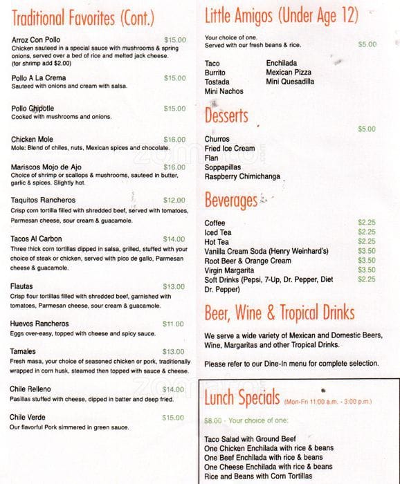 Menu at Casa Luna restaurant, Poulsbo