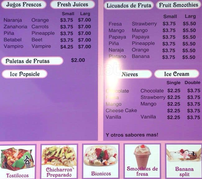 Snacks Antojitos Mexicanos menu