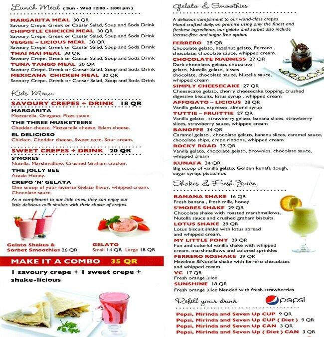 Crepe Delicious menu