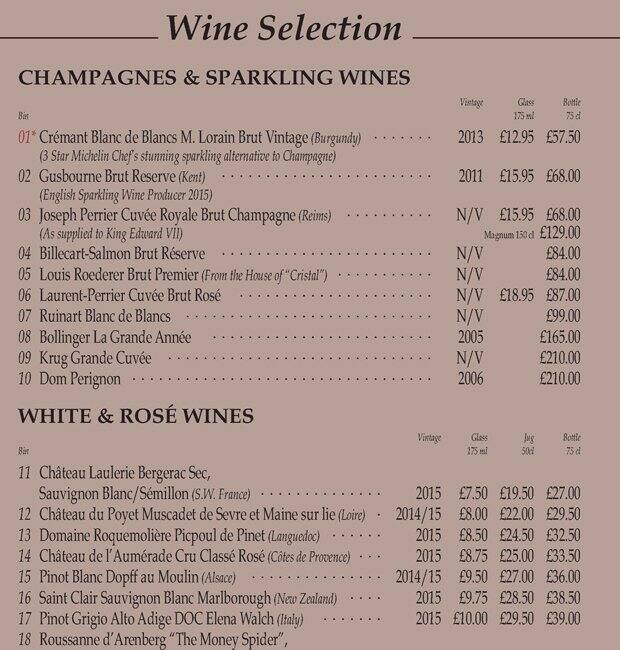 Menu at Rules pub & bar, London