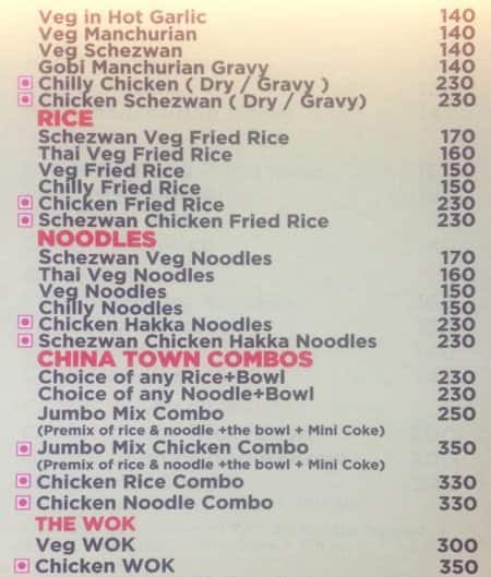 China Town menu