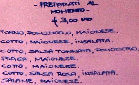 Menu di Bar De Cillis 
