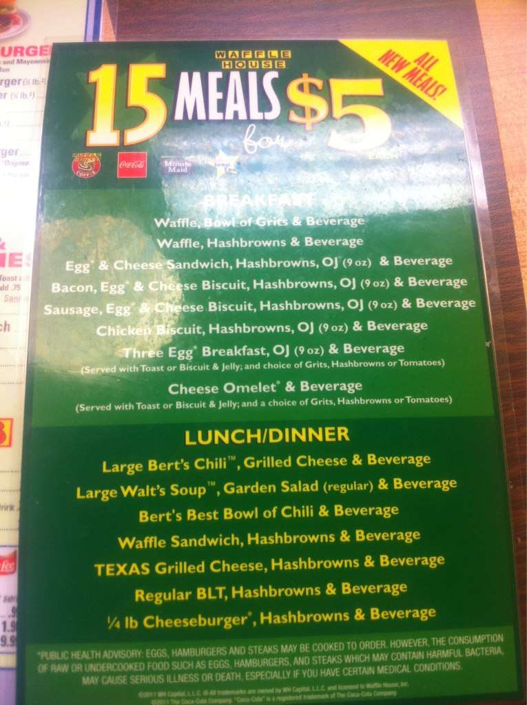 Waffle House Menu, Menu for Waffle House, Stockbridge, Atlanta