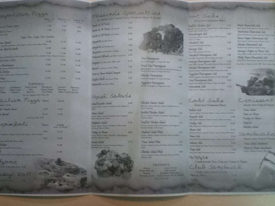 Messina's Restaurant Menu Urbanspoon/Zomato
