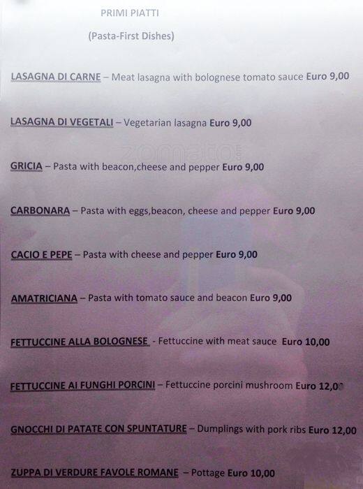 Menu di Favole romane 